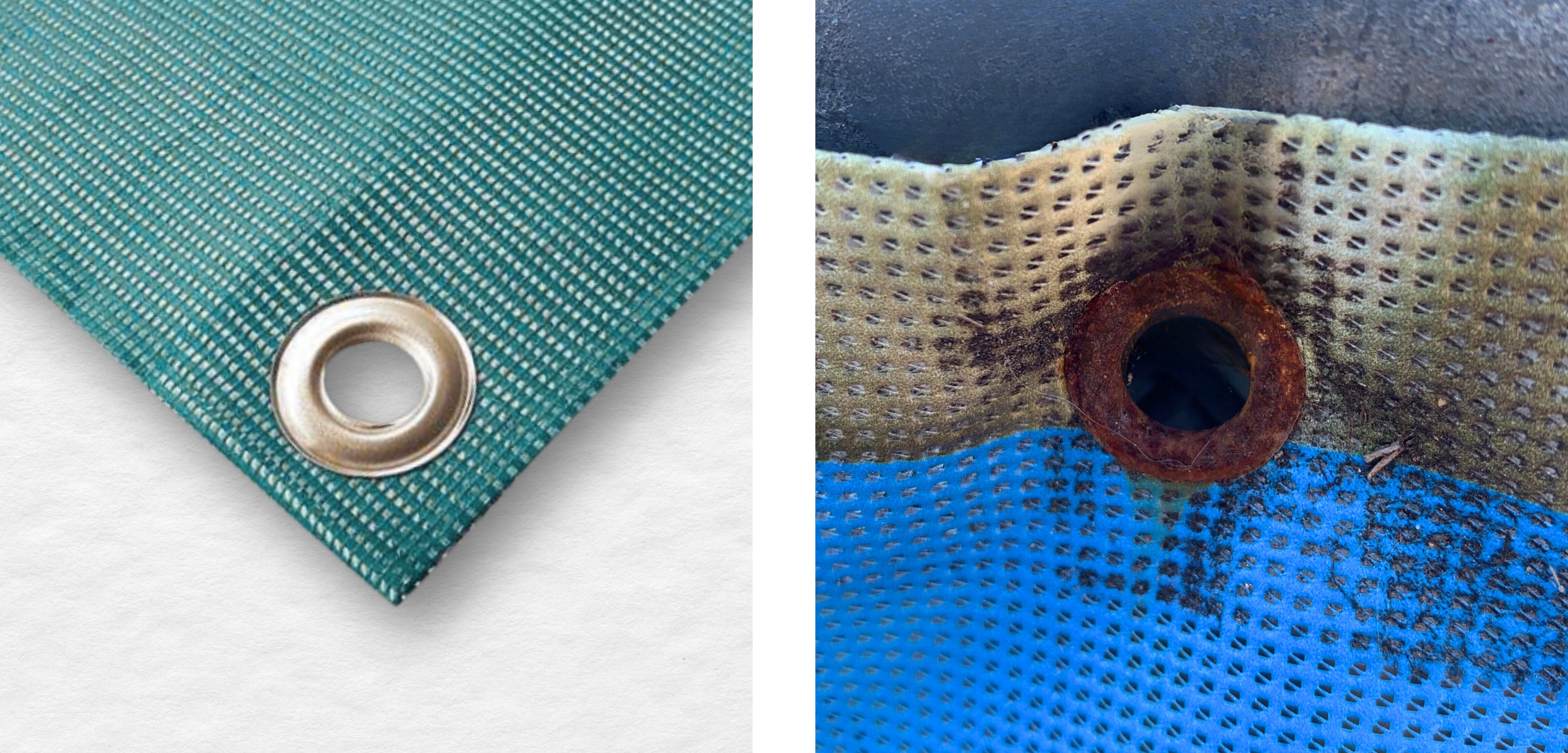 Metal eyelets are prone to rust and can cause damage to banner mesh over time